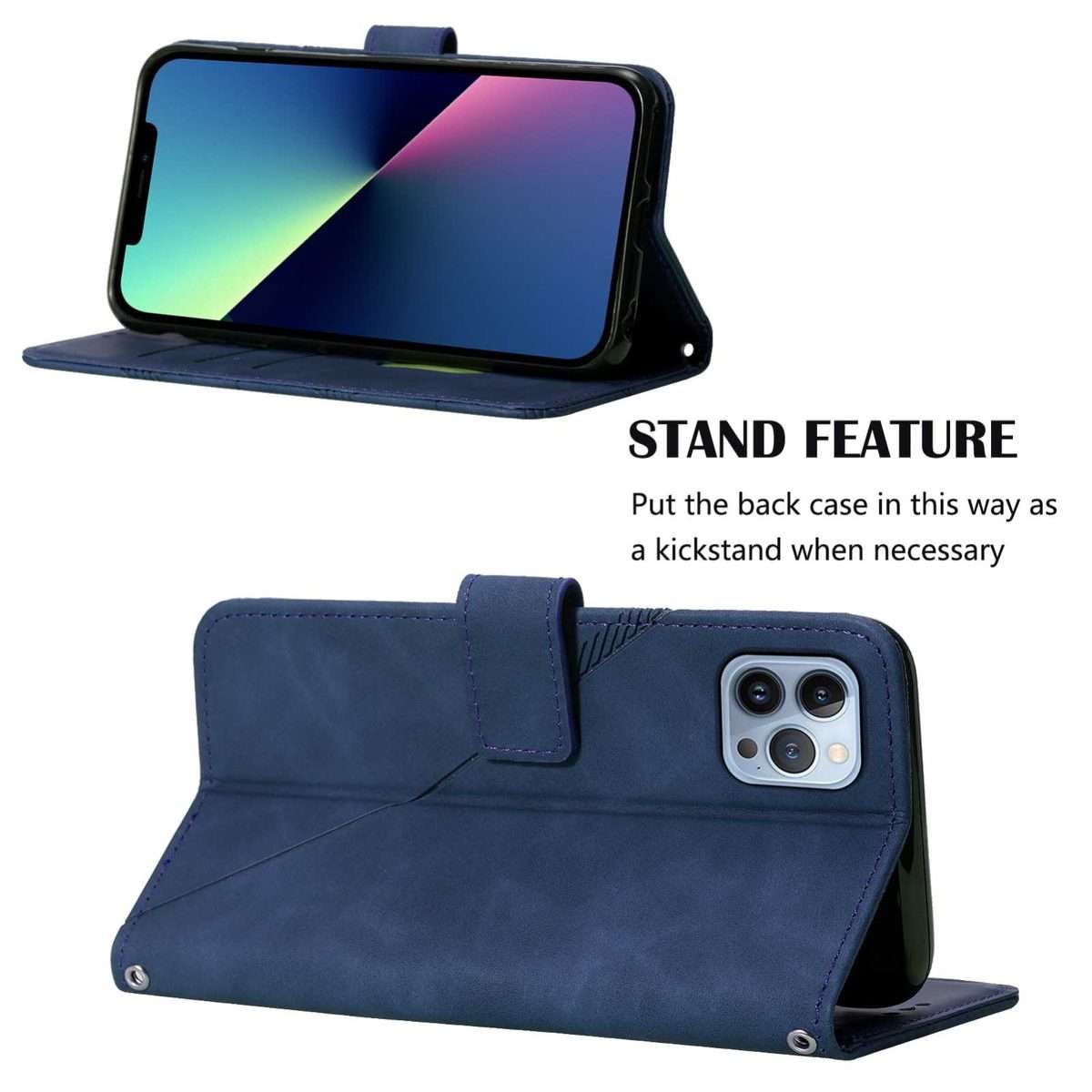 For iPhone 15 Pro Crossbody 3D Embossed Flip Leather Phone Case(Blue)