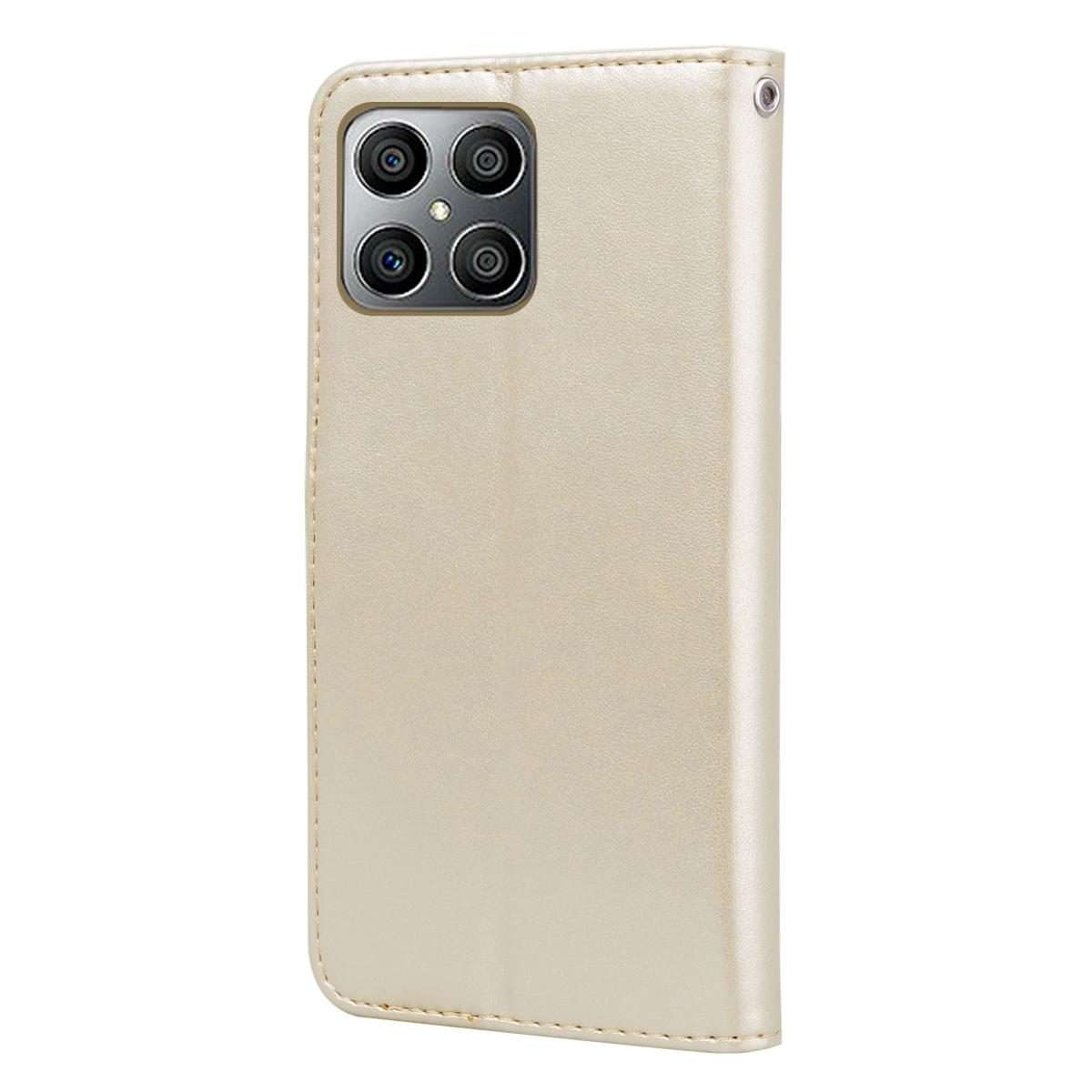 For Honor 400 Smart 5G / X7d 5G Rose Embossed Flip PU Leather Phone Case(Gold)