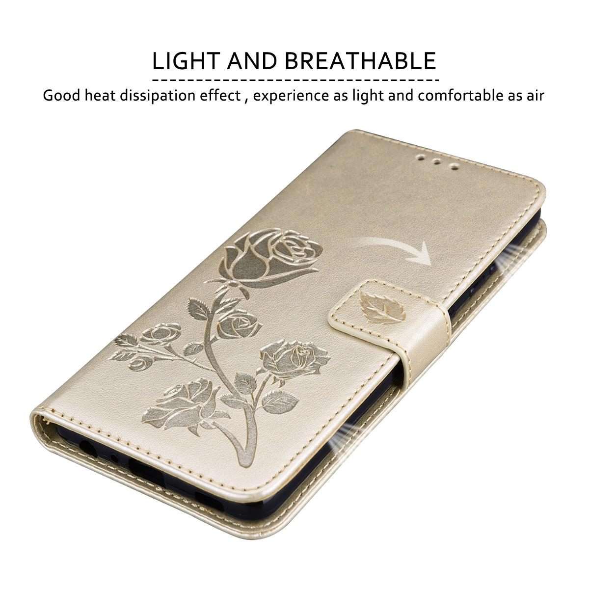 For Honor 400 Smart 5G / X7d 5G Rose Embossed Flip PU Leather Phone Case(Gold)