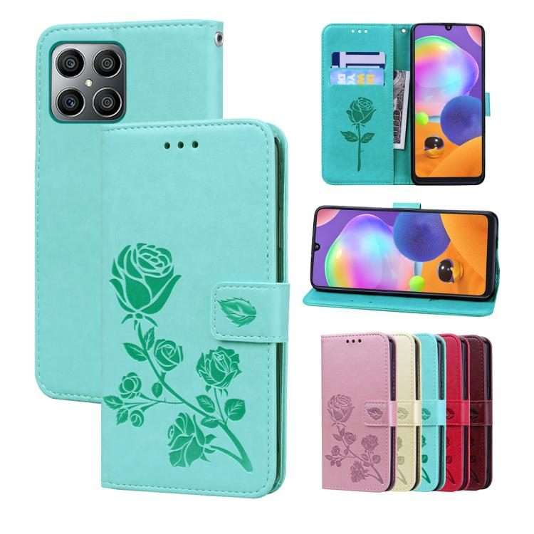 For Honor 400 Smart 5G / X7d 5G Rose Embossed Flip PU Leather Phone Case(Green)