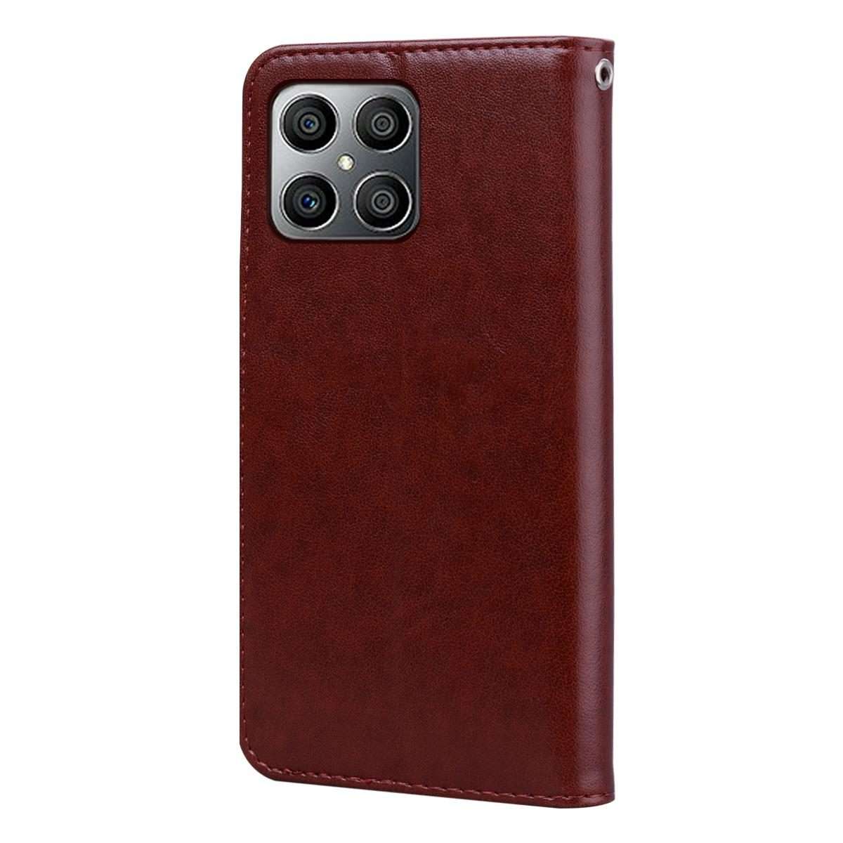 For Honor 400 Smart 5G / X7d 5G Rose Embossed Flip PU Leather Phone Case(Brown)