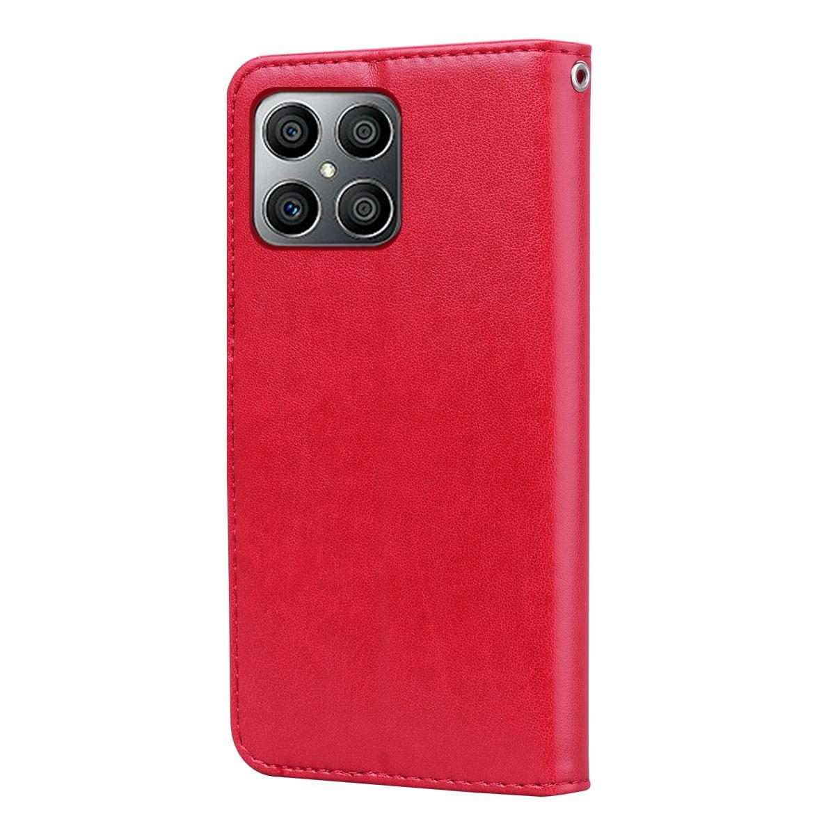 For Honor 400 Smart 5G / X7d 5G Rose Embossed Flip PU Leather Phone Case(Red)