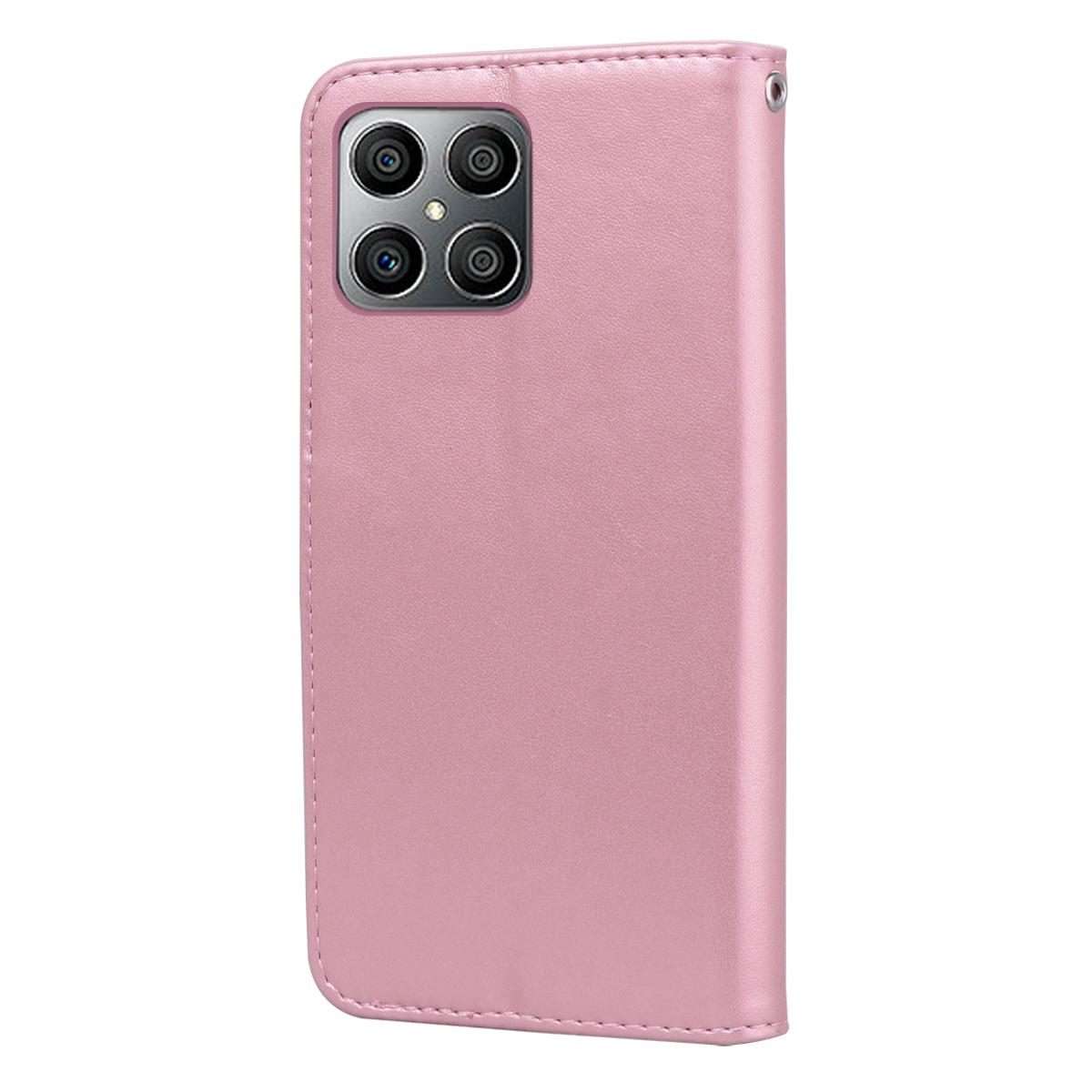 For Honor 400 Smart 5G / X7d 5G Rose Embossed Flip PU Leather Phone Case(Rose Gold)