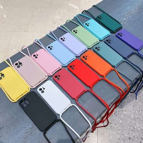 For iPhone 15 Pro Crossbody Lanyard Liquid Silicone Case(Black)