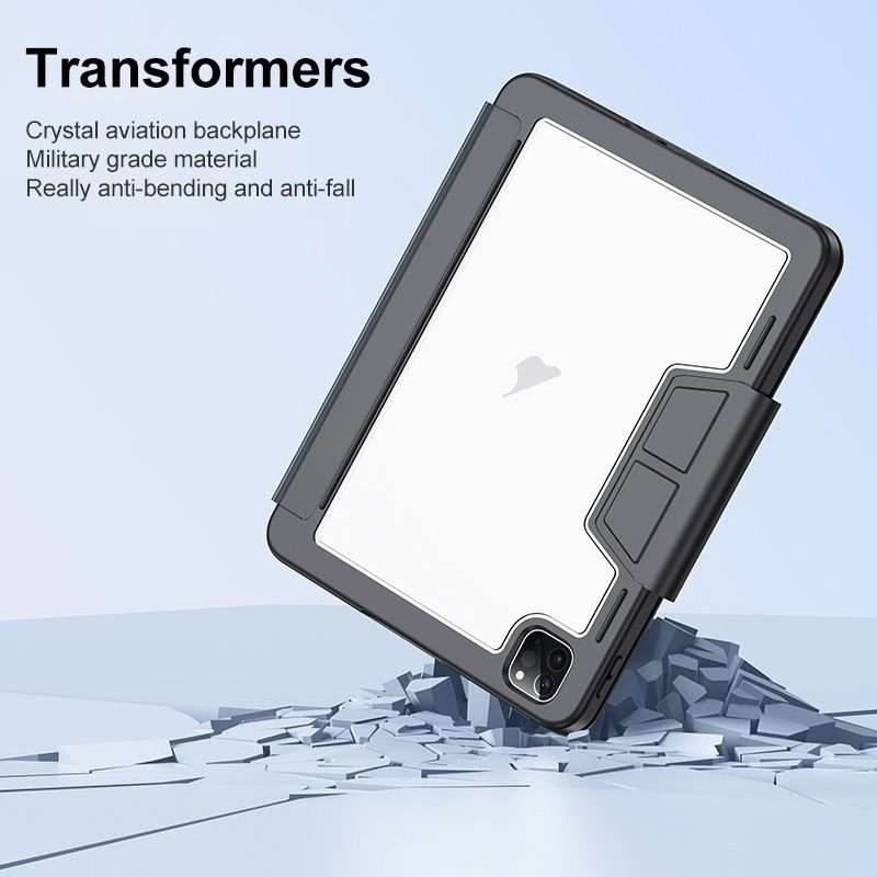 For iPad 2025 / 2022 Deformation Buckle Leather Smart Tablet Case(Black)