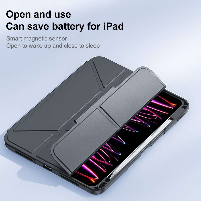 For iPad Air 2022 / 2020 Deformation Buckle Leather Smart Tablet Case(Black)