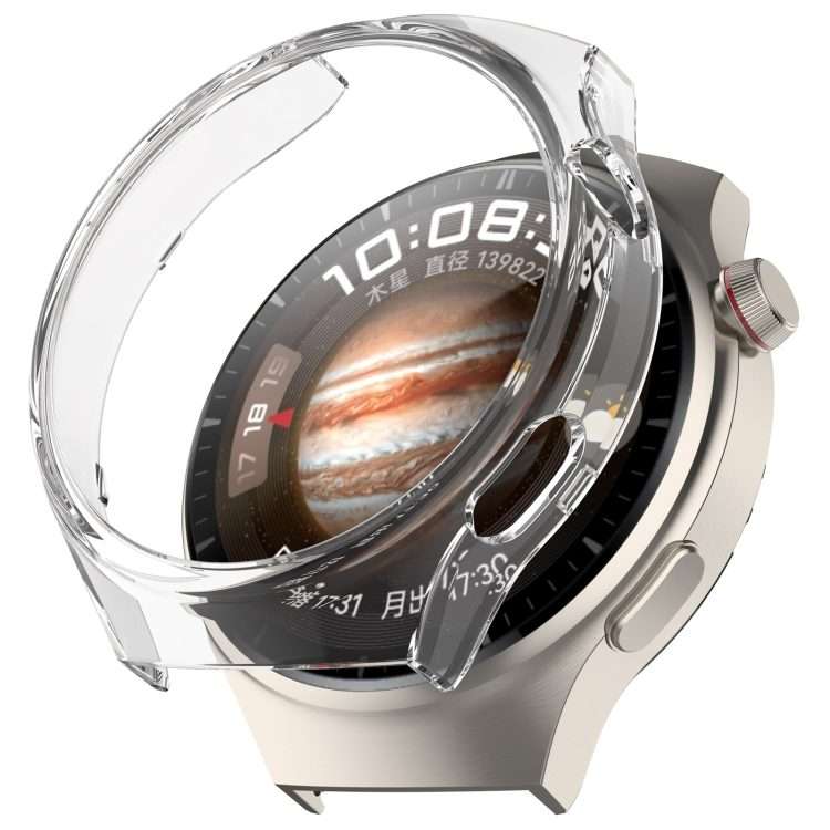 For Huawei Watch 4 Pro Half Coverage Hollowed Watch Protective Case + Hydr ... (Transparent White)