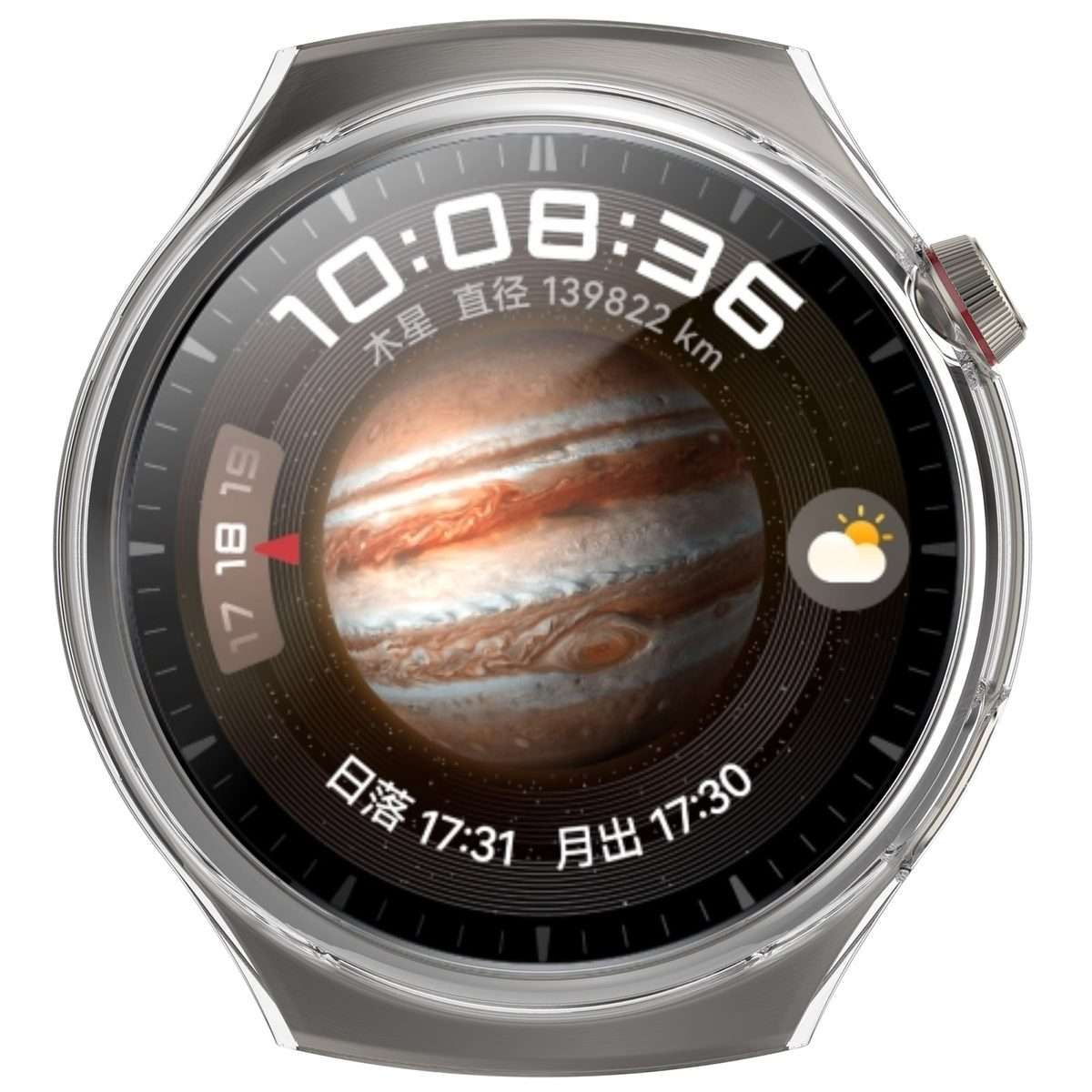 For Huawei Watch 4 Pro Half Coverage Hollowed Watch Protective Case + Hydr ... (Transparent White)