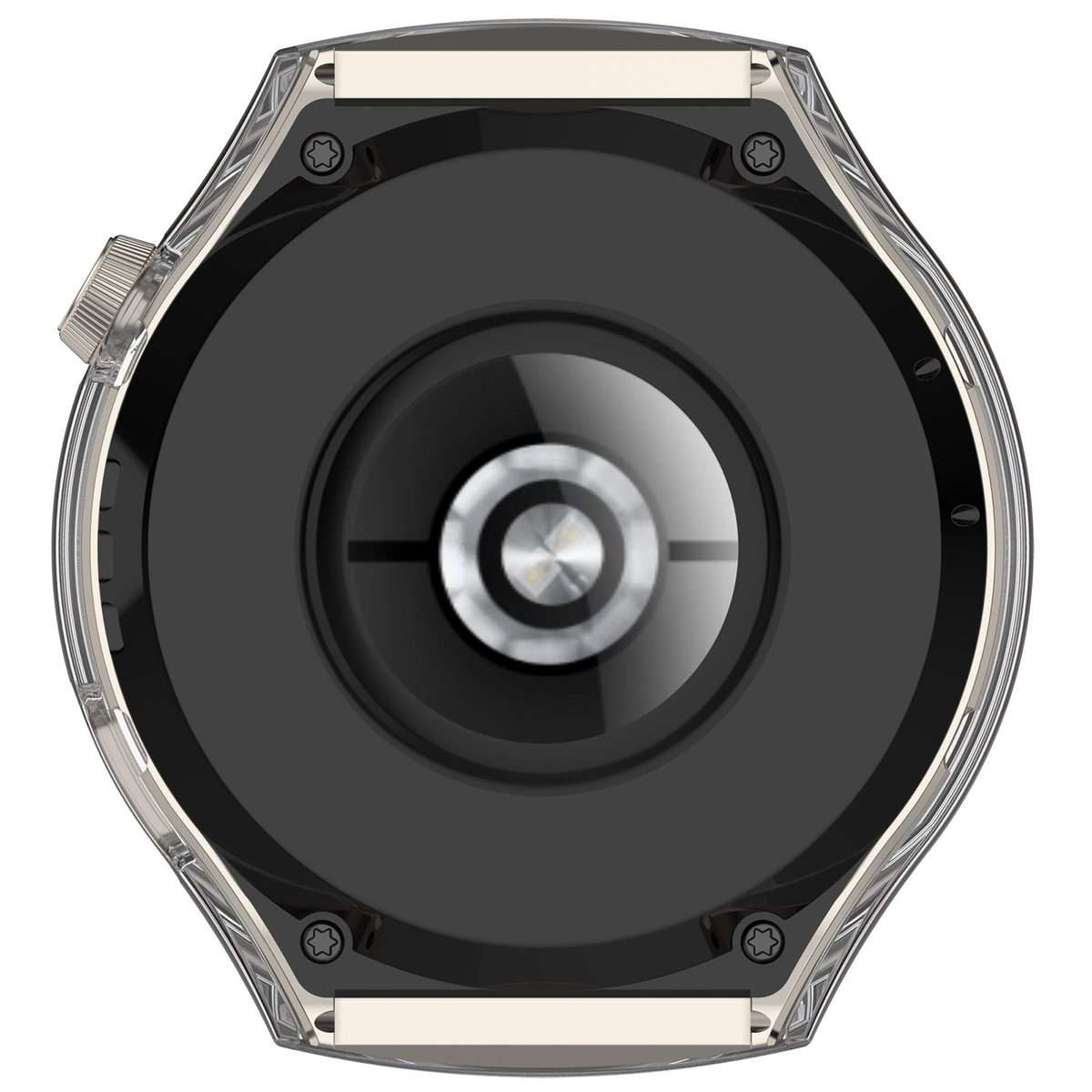 For Huawei Watch 4 Pro Half Coverage Hollowed Watch Protective Case + Hydr ... (Transparent White)