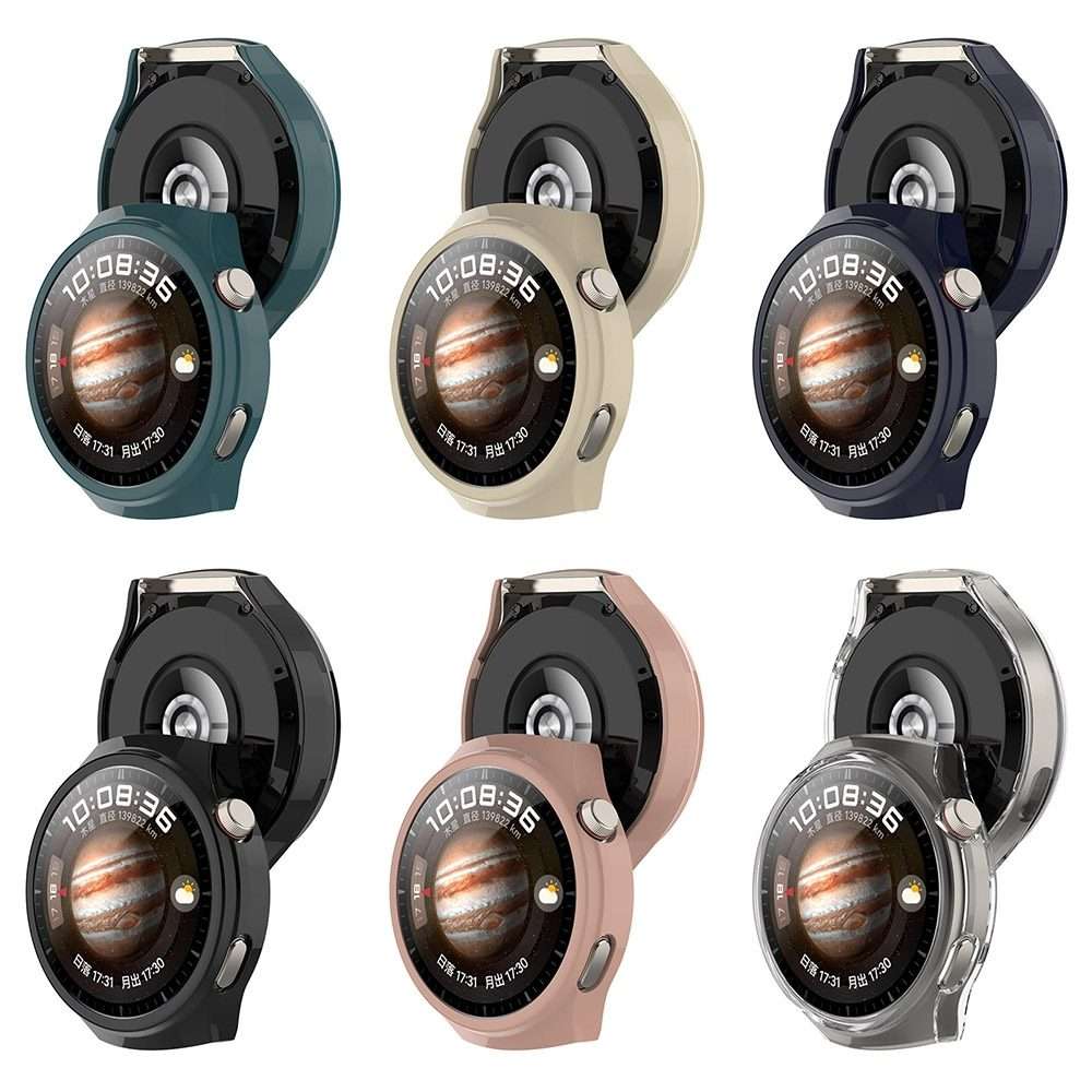 For Huawei Watch 4 Pro Half Coverage Hollowed Watch Protective Case + Hydr ... (Transparent White)
