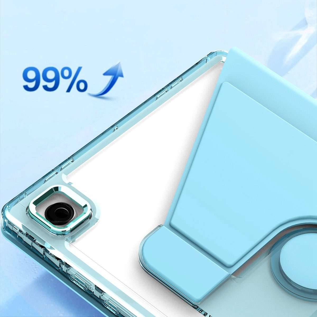 For Samsung Galaxy Tab A8 Clear 360 Rotation Stand Smart Leather Tablet Case(Baby Blue)