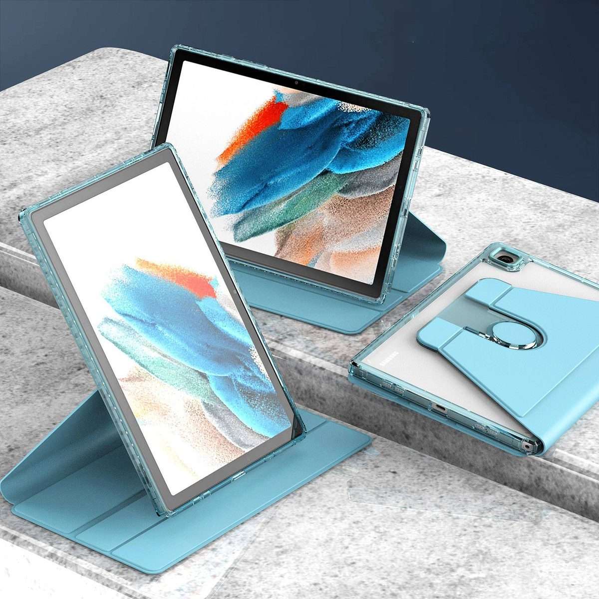 For Samsung Galaxy Tab A8 Clear 360 Rotation Stand Smart Leather Tablet Case(White)