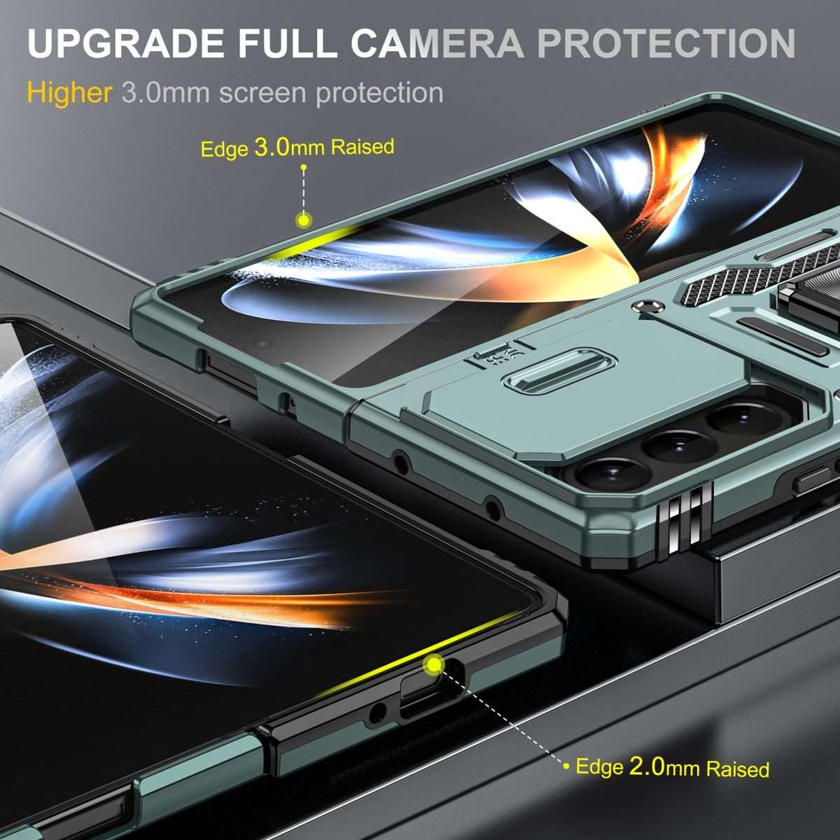 For Samsung Galaxy Z Fold5 5G Armor PC + TPU Camera Shield Phone Case(Alpine Green)