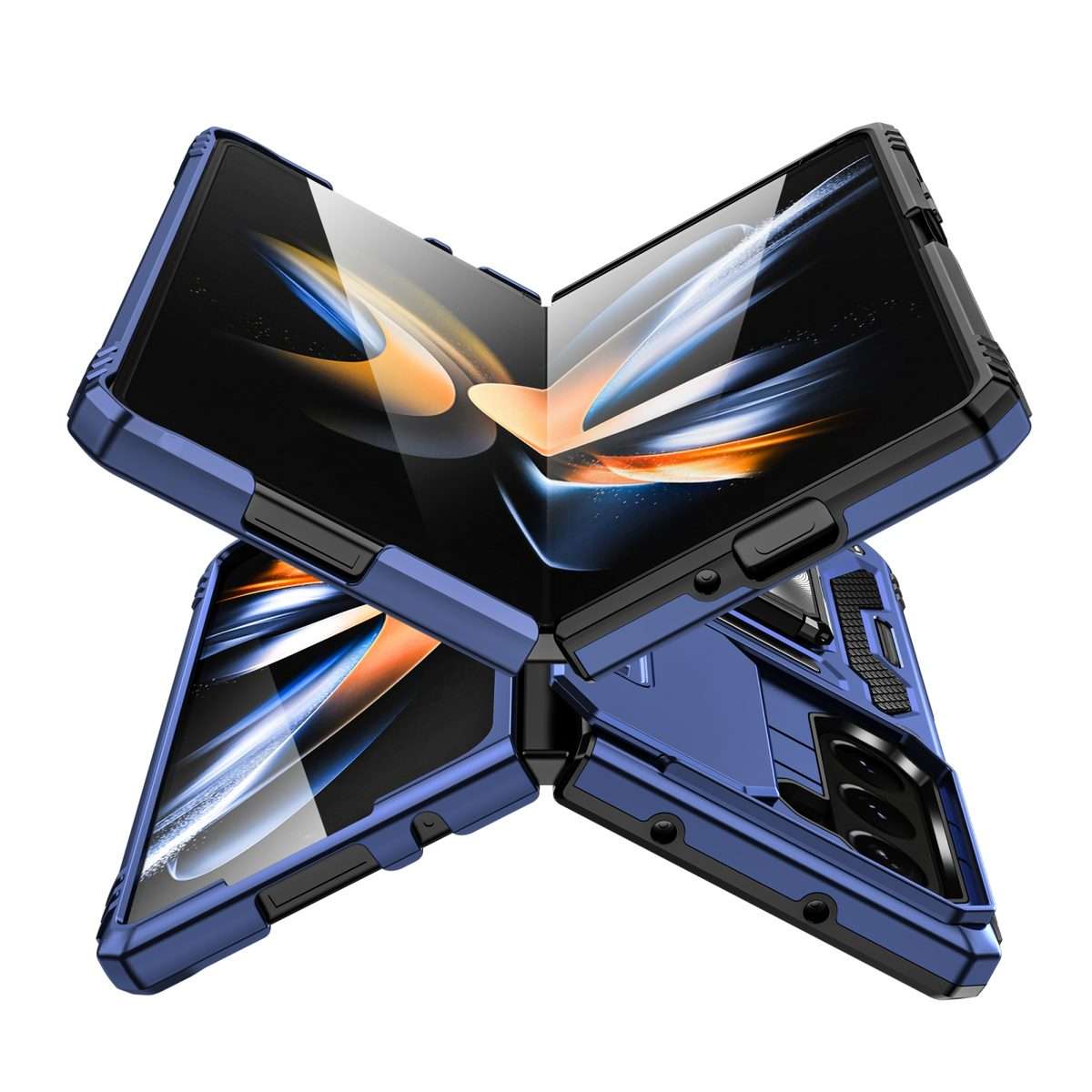For Samsung Galaxy Z Fold5 5G Armor PC + TPU Camera Shield Phone Case(Navy Blue)