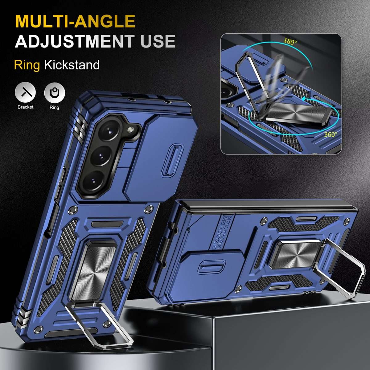 For Samsung Galaxy Z Fold5 5G Armor PC + TPU Camera Shield Phone Case(Navy Blue)