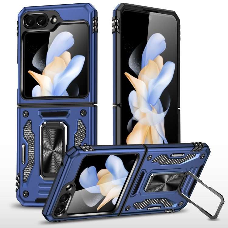 For Samsung Galaxy Z Flip5 5G Armor PC + TPU Camera Shield Phone Case(Navy Blue)