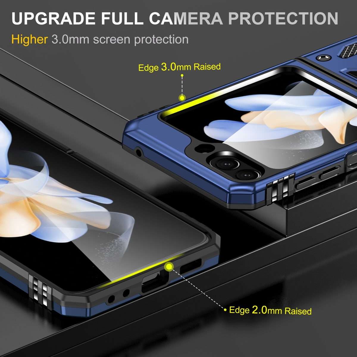 For Samsung Galaxy Z Flip5 5G Armor PC + TPU Camera Shield Phone Case(Navy Blue)