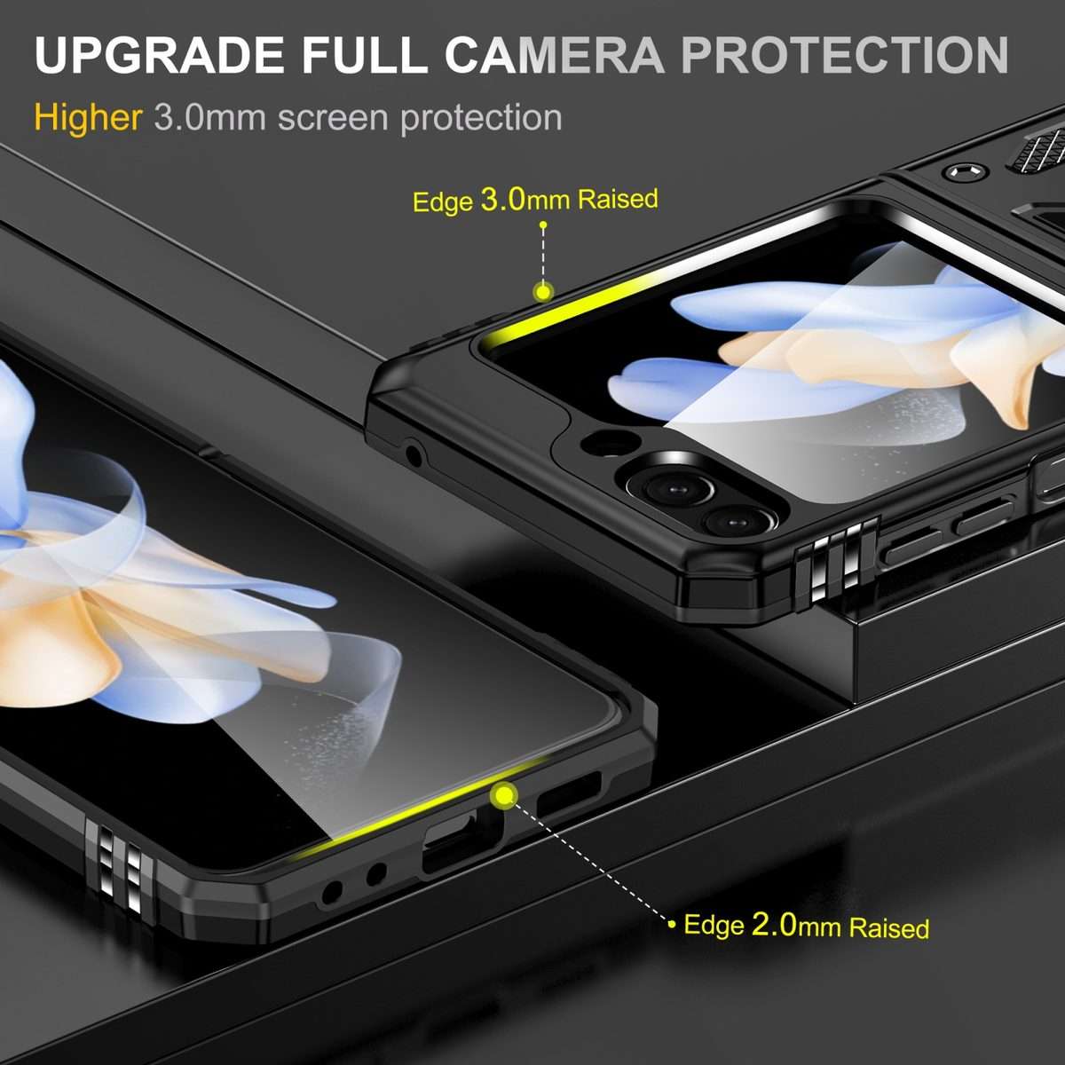 For Samsung Galaxy Z Flip5 5G Armor PC + TPU Camera Shield Phone Case(Black)