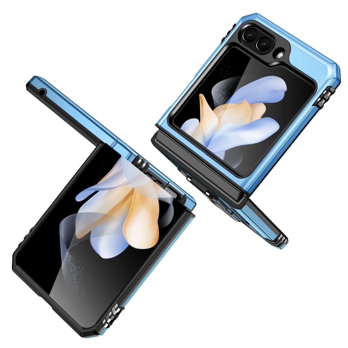 For Samsung Galaxy Z Flip5 5G Armor PC + TPU Camera Shield Phone Case(Light Blue)