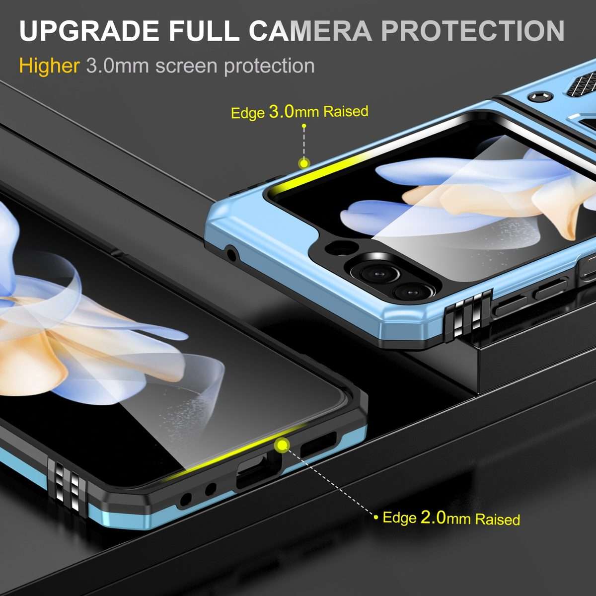 For Samsung Galaxy Z Flip5 5G Armor PC + TPU Camera Shield Phone Case(Light Blue)