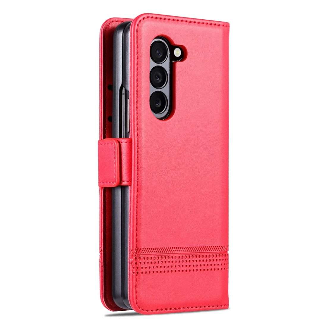 For Samsung Galaxy Z Fold5 5G AZNS Magnetic Calf Texture Flip Leather Phone Case(Red)