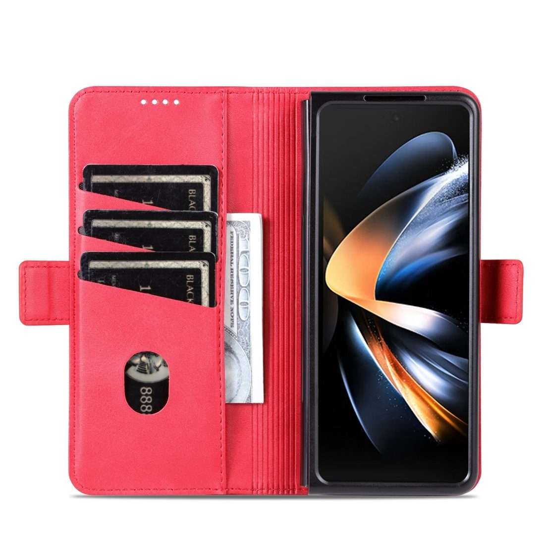 For Samsung Galaxy Z Fold5 5G AZNS Magnetic Calf Texture Flip Leather Phone Case(Red)