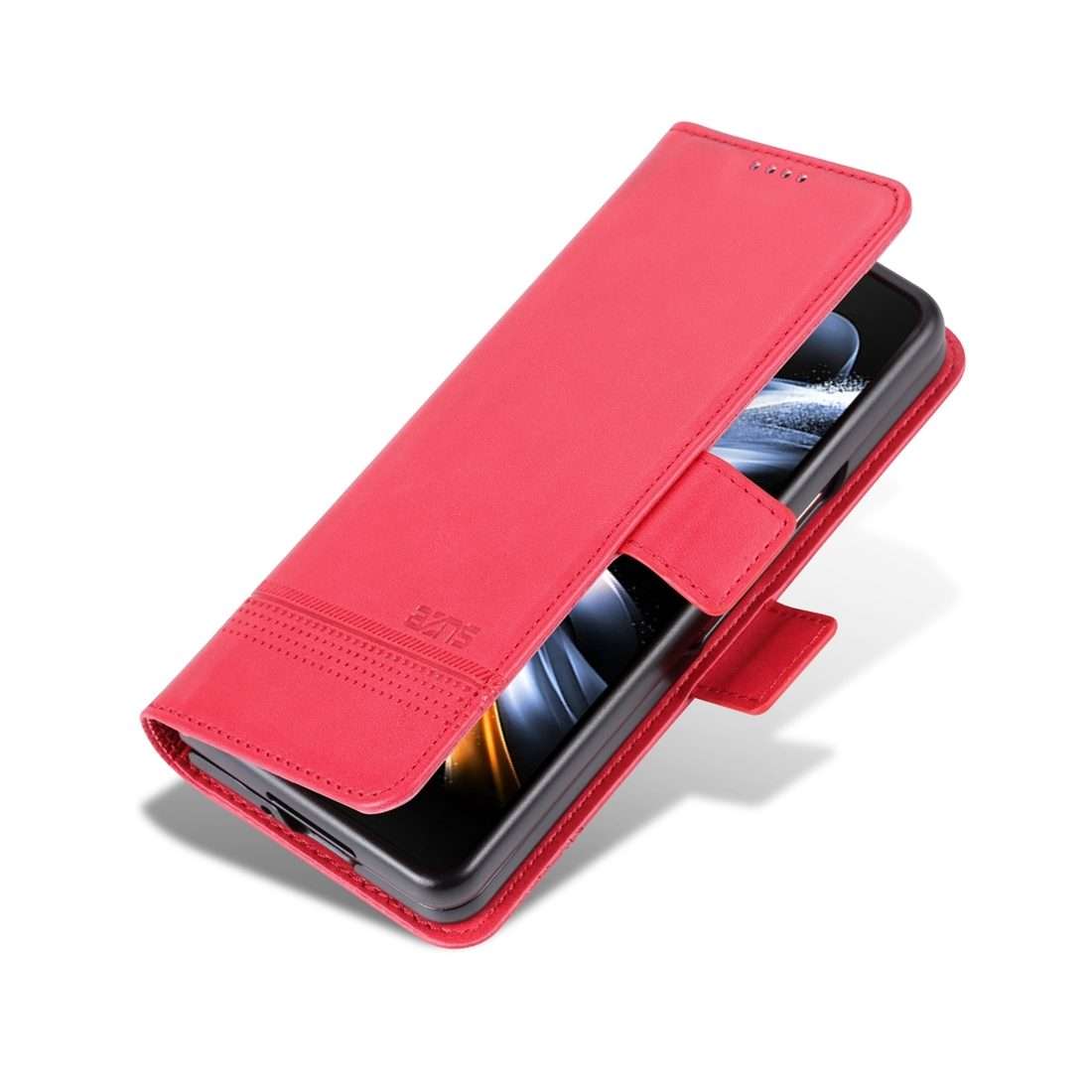 For Samsung Galaxy Z Fold5 5G AZNS Magnetic Calf Texture Flip Leather Phone Case(Red)