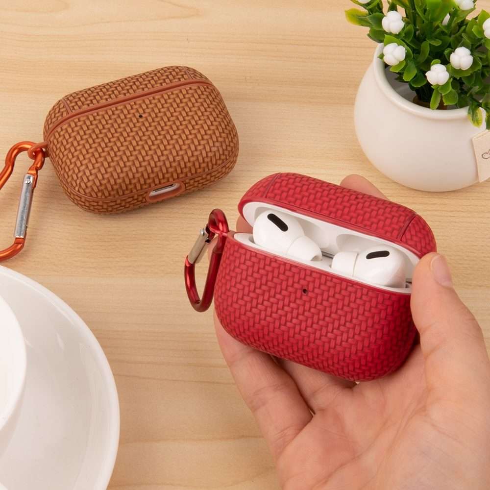 For AirPods Pro Woven Skin Texture PC TWS Earphone Protective Case(Blue)