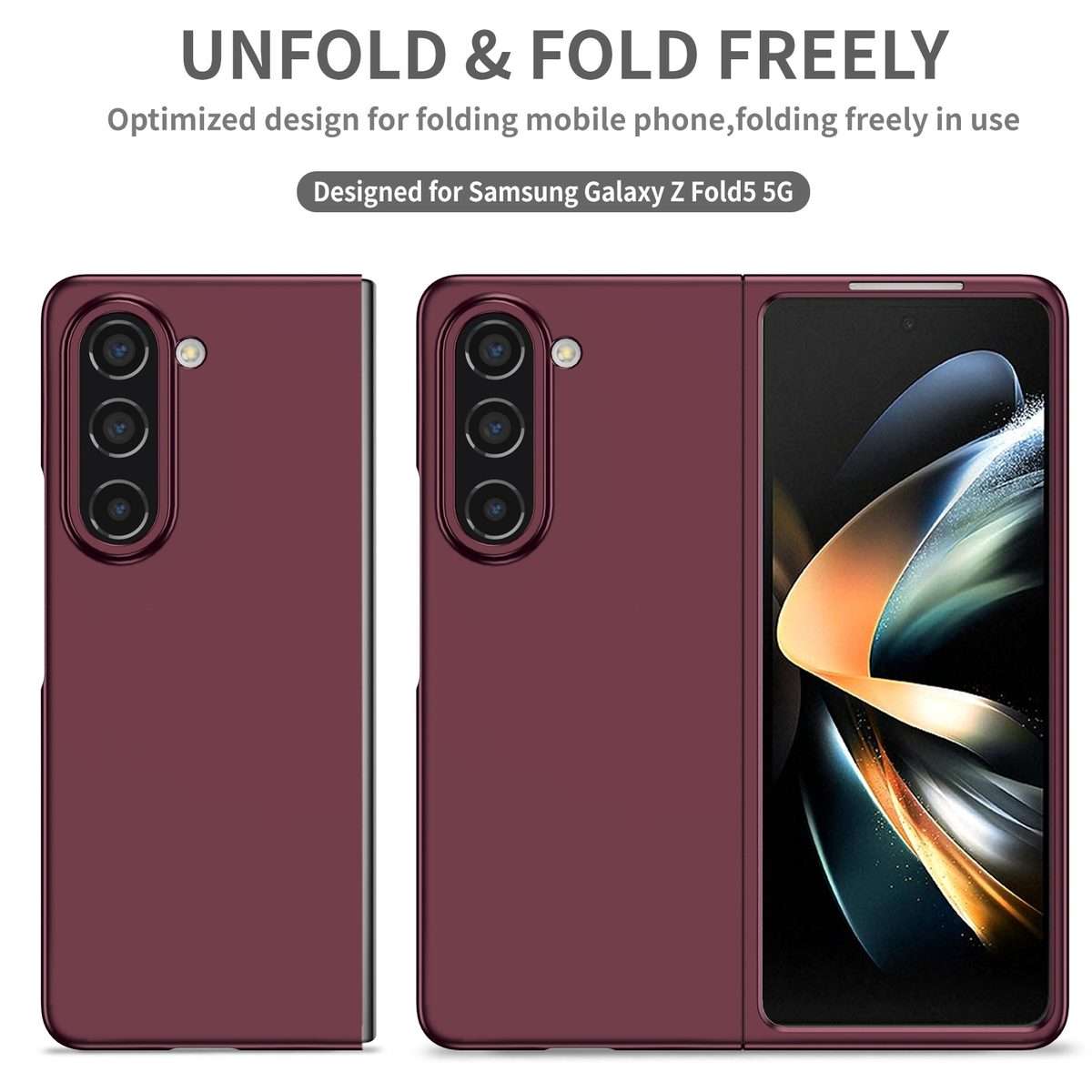 For Samsung Galaxy Z Fold5 5G Armor Foldable Phone Case(Wine Red)