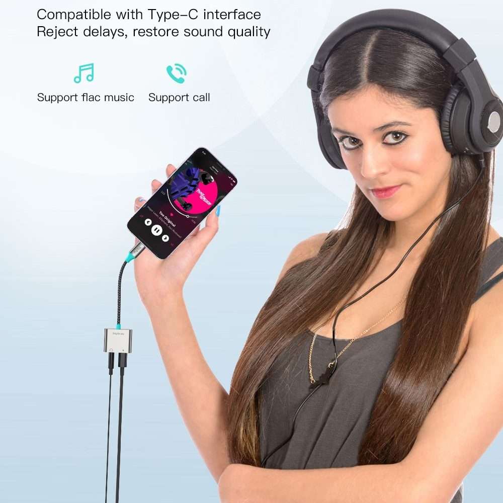 TOTU AD-5 USB-C/Type-C to 3.5mm+USB-C/Type-C Charger Audio Adapter