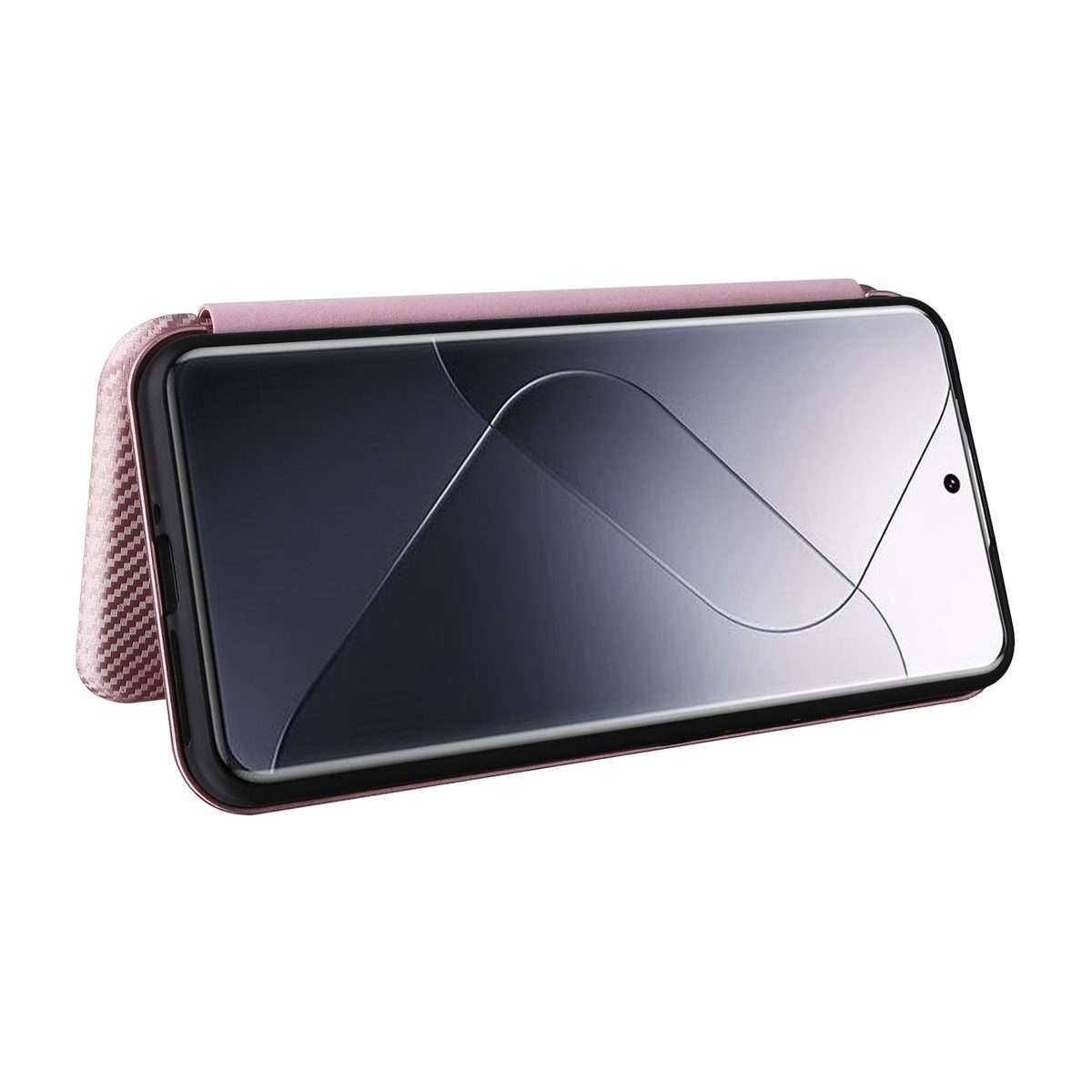 For Xiaomi 14 Pro Carbon Fiber Texture Flip Leather Phone Case(Pink)
