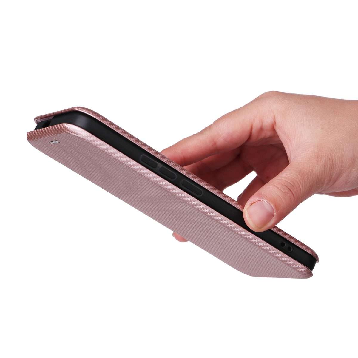 For Xiaomi 14 Pro Carbon Fiber Texture Flip Leather Phone Case(Pink)