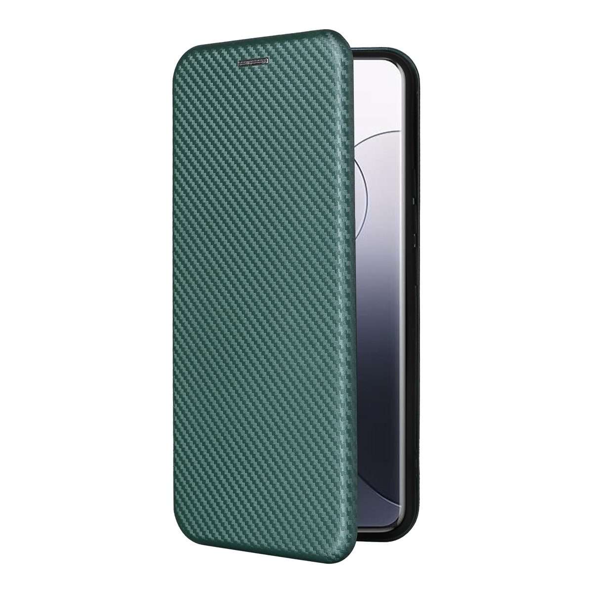For Xiaomi 14 Pro Carbon Fiber Texture Flip Leather Phone Case(Green)