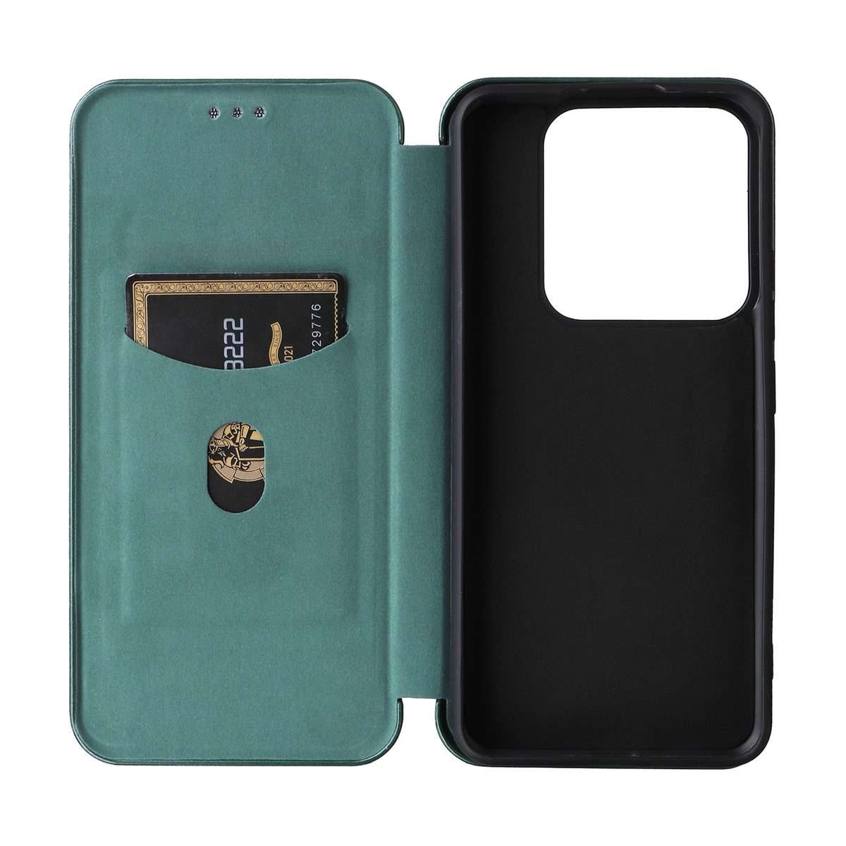 For Xiaomi 14 Pro Carbon Fiber Texture Flip Leather Phone Case(Green)