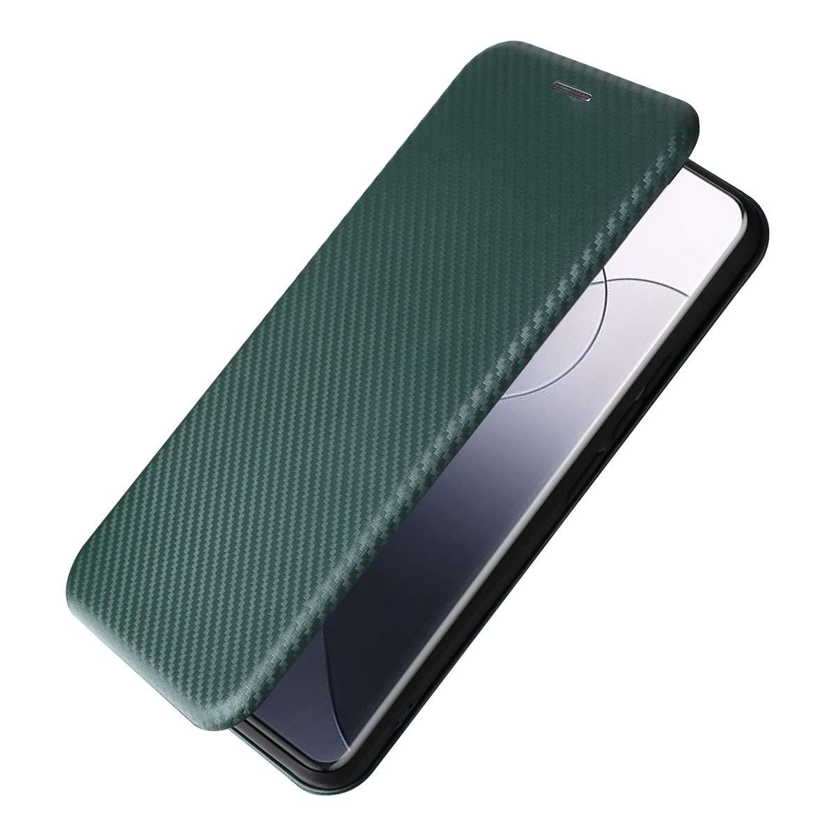 For Xiaomi 14 Pro Carbon Fiber Texture Flip Leather Phone Case(Green)