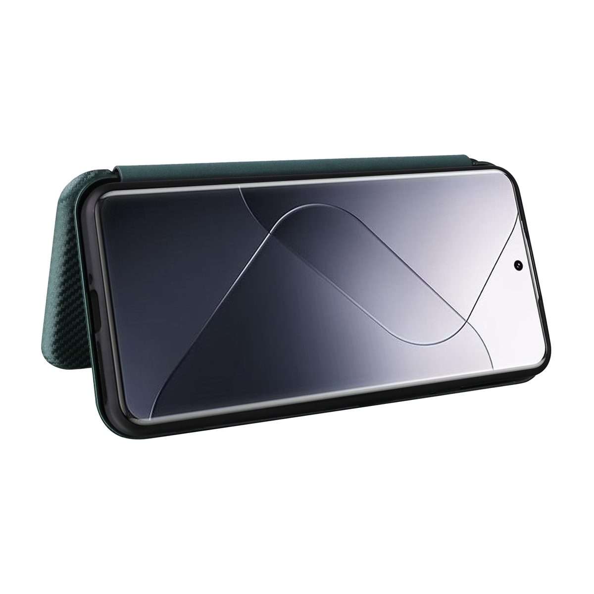For Xiaomi 14 Pro Carbon Fiber Texture Flip Leather Phone Case(Green)