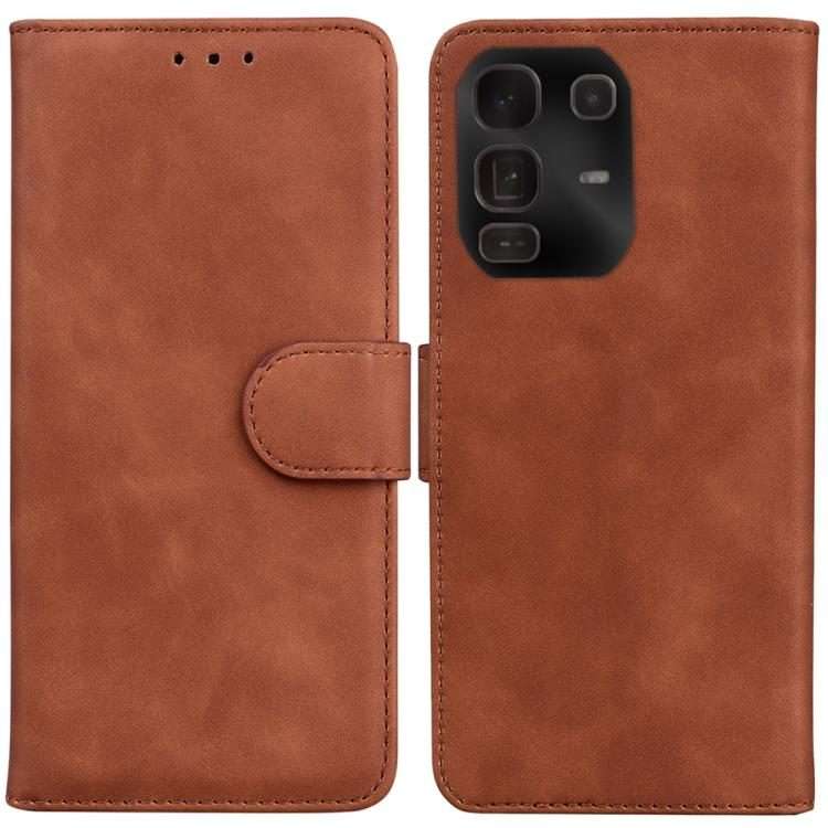 For Infinix Note 50 Pro+ Skin Feel Pure Color Flip Leather Phone Case(Brown)
