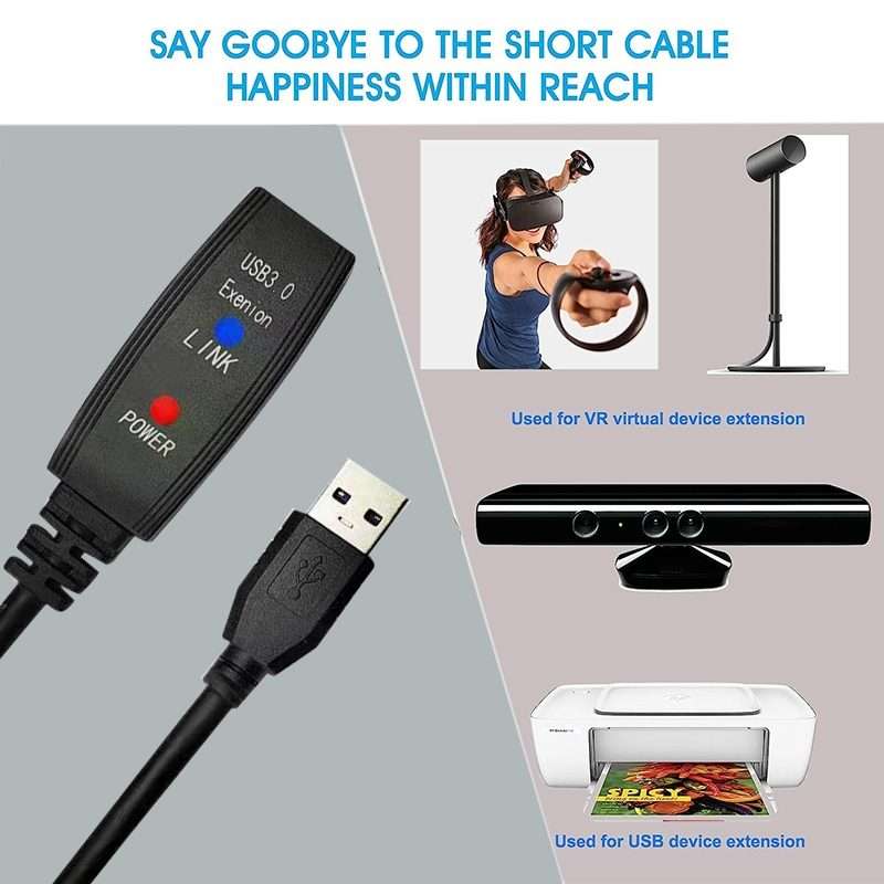USB 3.0 Male to Female Super Speed Extension Cable, Length:10m