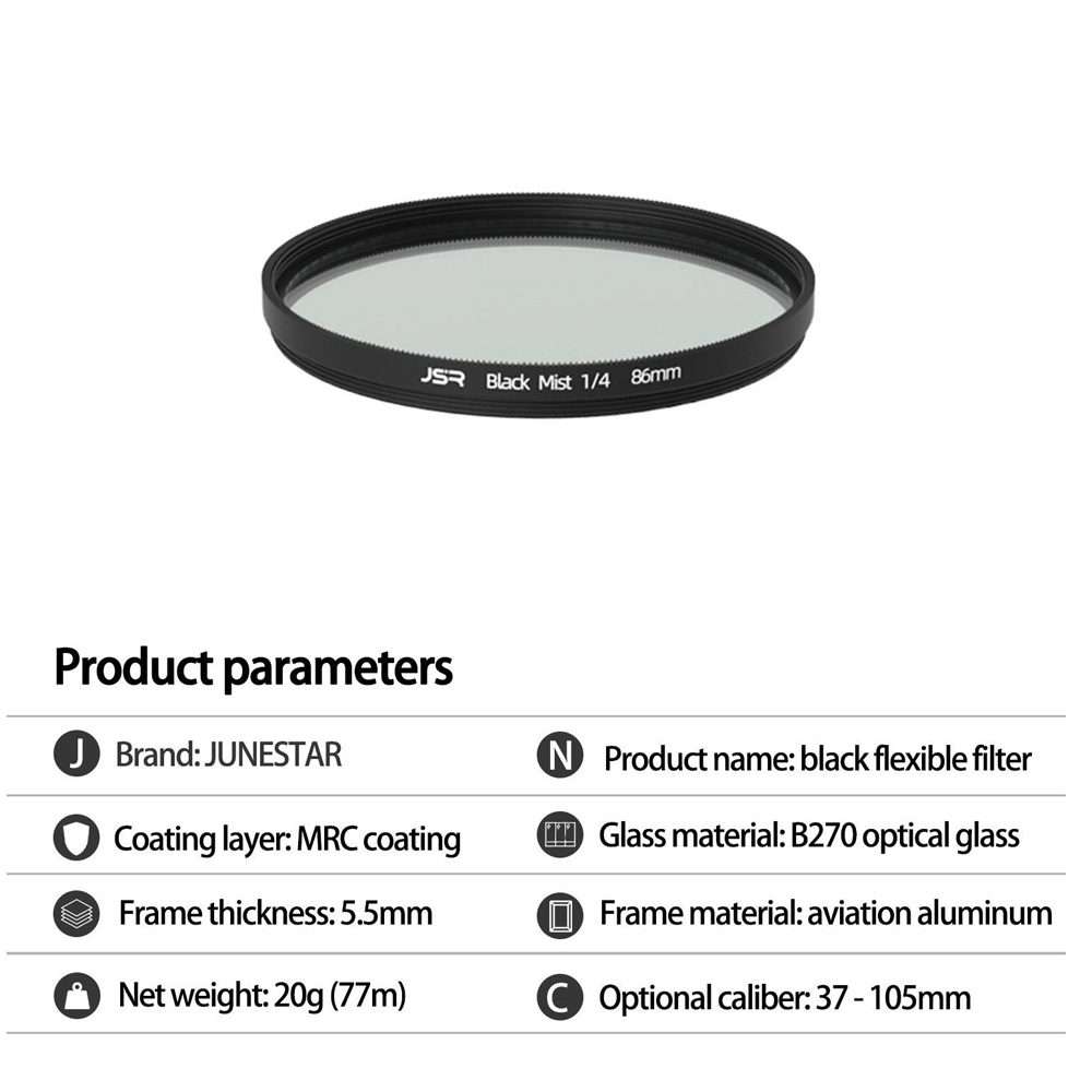JSR Black Mist Filter Camera Lens Filter, Size:58mm(1/4 Filter)