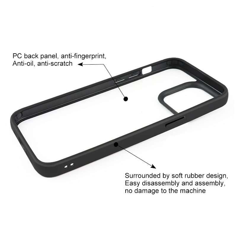 For iPhone 15 Pro Frosted TPU + Transparent PC Phone Case(Black)