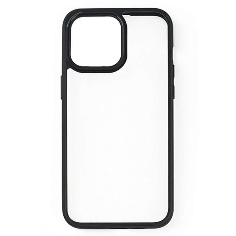 For iPhone 15 Pro Max Frosted TPU + Transparent PC Phone Case(Black)