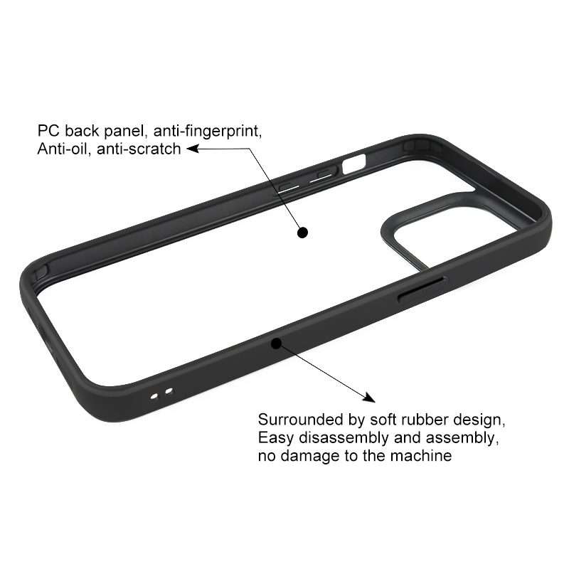 For iPhone 15 Pro Max Frosted TPU + Transparent PC Phone Case(Black)