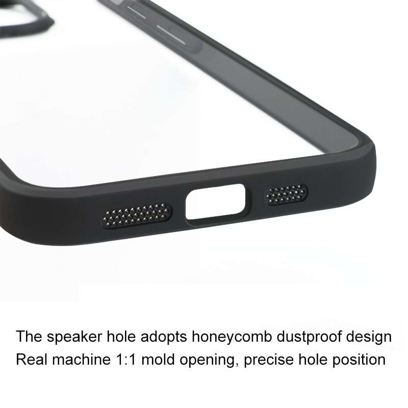For iPhone 15 Pro Max Frosted TPU + Transparent PC Phone Case(Black)