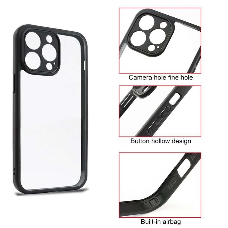 For iPhone 13 Pro Frosted TPU + Transparent PC Phone Case(Black)