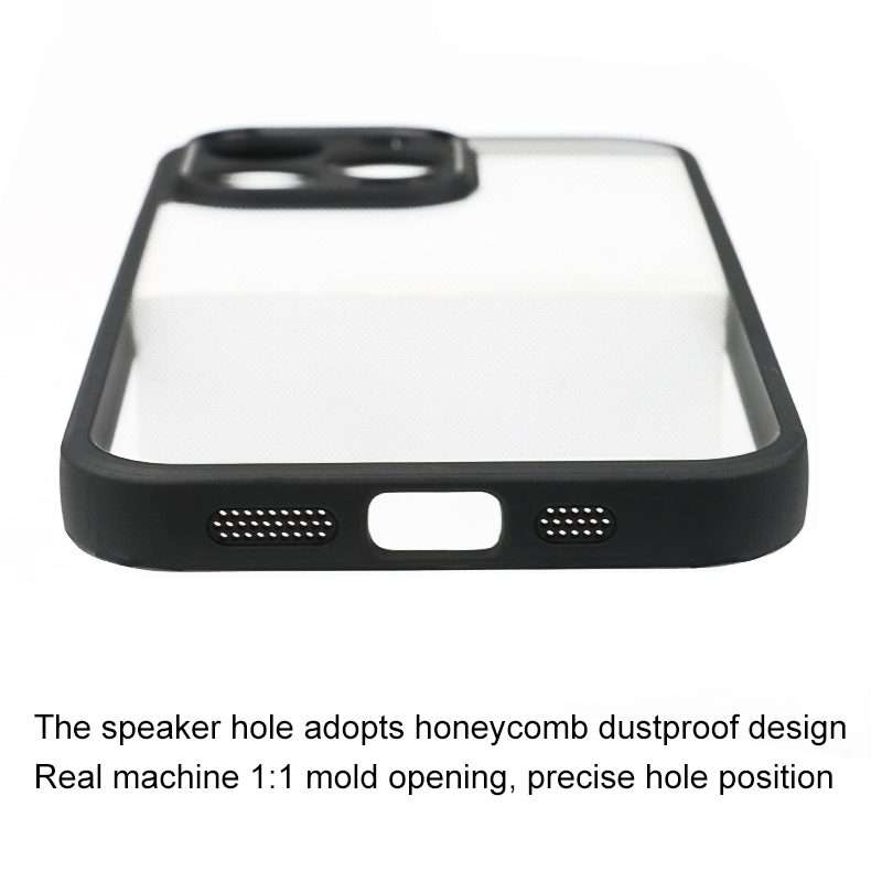 For iPhone 13 Pro Frosted TPU + Transparent PC Phone Case(Black)
