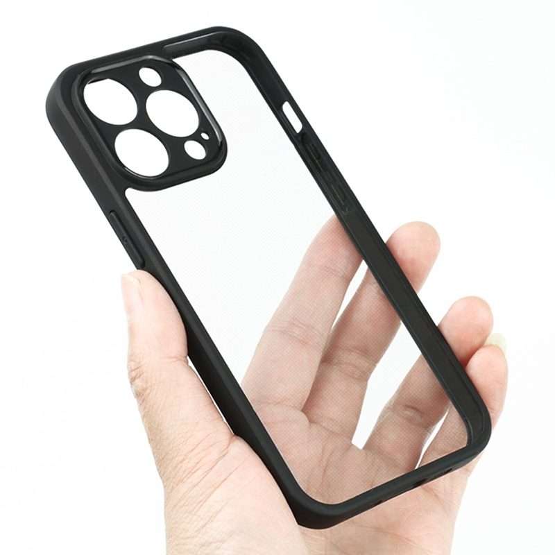 For iPhone 13 Pro Frosted TPU + Transparent PC Phone Case(Black)