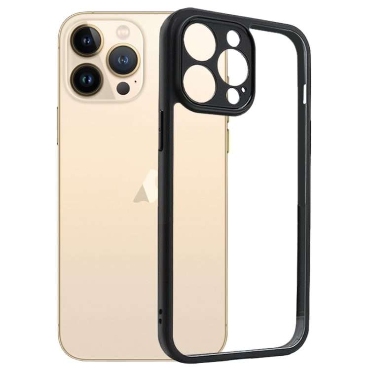 For iPhone 13 Pro Max Frosted TPU + Transparent PC Phone Case(Black)