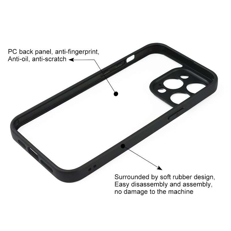 For iPhone 13 Pro Max Frosted TPU + Transparent PC Phone Case(Black)