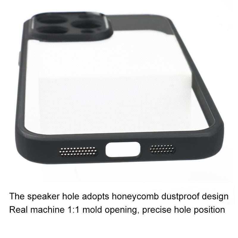 For iPhone 13 Pro Max Frosted TPU + Transparent PC Phone Case(Black)