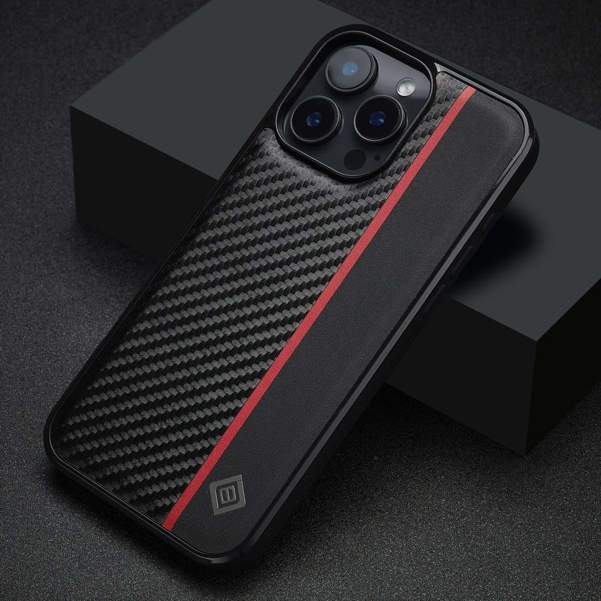 For iPhone 16 Pro Max LC.IMEEKE 3 in 1 Carbon Fiber Texture Shockproof Phone Case(Black)